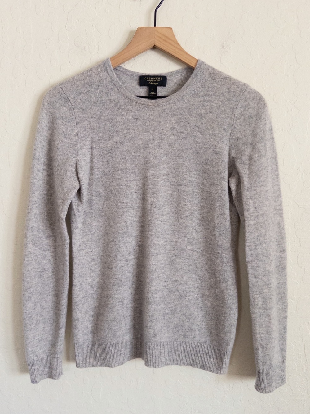 Charter Club 100% Cashmere Pullover Crewneck Sweater Small Light Gray Minimalist